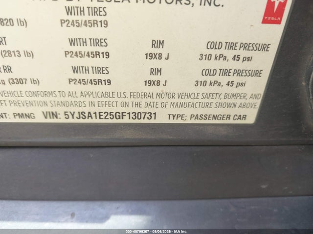 5YJSA1E25GF130731 Tesla Model S 60d/70d/75d/85d/90d