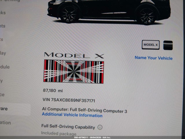 7SAXCBE69NF357171 Tesla Model X Plaid Tri Motor All-wheel Drive