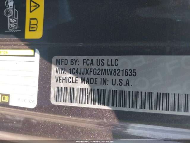 Продаж на аукціоні авто 2021 Jeep Wrangler Unlimited Rubicon 4x4, vin: 1C4JJXFG2MW821635, номер лоту: 45796333