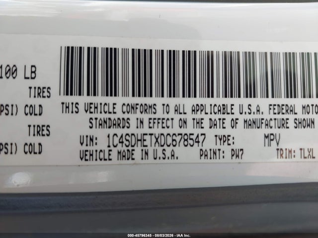 Aukcja sprzedaży 2013 Dodge Durango Citadel, vin: 1C4SDHETXDC678547, numer aukcji: 45796345