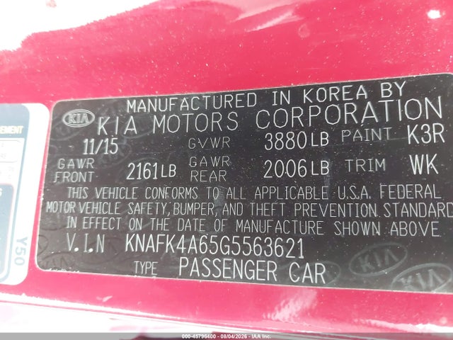 KIA FORTE LX 2016 KNAFK4A65G5563621 Image 9