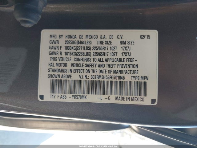 3CZRM3H53FG701045 Honda CR-V EX