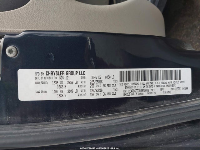 Продаж на аукціоні авто 2013 Dodge Grand Caravan Sxt, vin: 2C4RDGCG3DR643063, номер лоту: 45796492