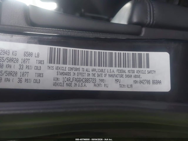 1C4RJFAG6HC885723 Jeep Grand Cherokee Altitude