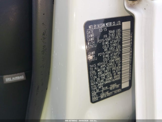 Продажа на аукционе авто 2016 Nissan Juke Sl, vin: JN8AF5MR8GT604885, номер лота: 45796542