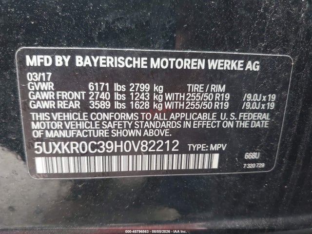 BMW X5 Xdrive35i 2017 5UXKR0C39H0V82212 Image 9