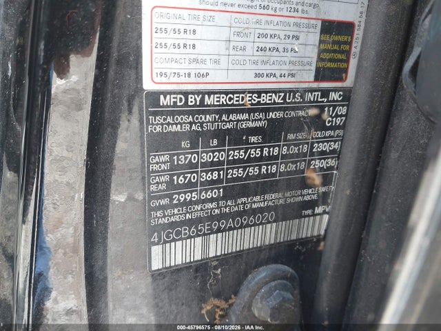 Aukcja sprzedaży 2009 Mercedes-benz R 350 4matic, vin: 4jgcb65e99a096020, numer aukcji: 45796575