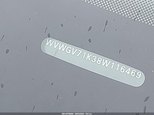 45796588 :رقم المزاد ، WVWGV71K38W116469 vin ، 2008 Volkswagen Gti 4-door (m6) (eop Cw 21/08) مزاد بيع