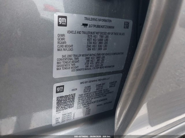 Продажа на аукционе авто 2026 Gmc Sierra 1500 , Short Bed, Sle, 4wd, vin: 1GTPUBEK8TZ336004, номер лота: 45796593