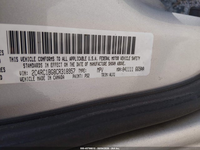 45796610 :رقم المزاد ، 2C4RC1BG8CR318957 vin ، 2012 Chrysler Town & Country Touring مزاد بيع
