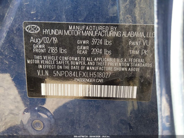 Продажа на аукционе авто 2020 Hyundai Elantra Value Edition, vin: 5NPD84LFXLH518027, номер лота: 45796724