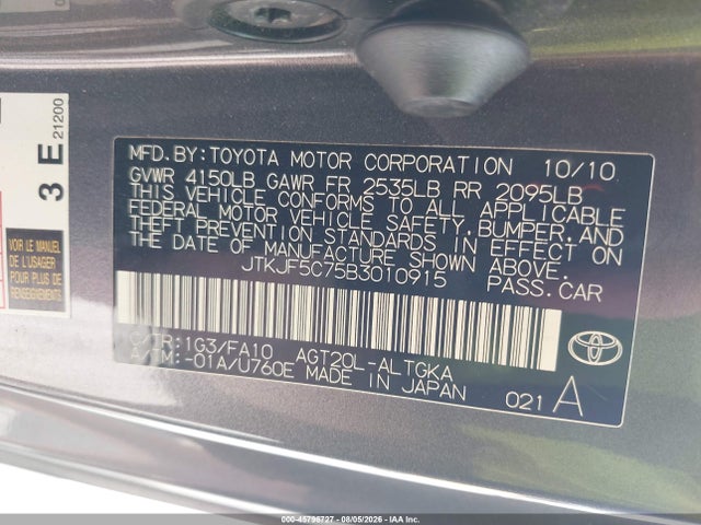 Продаж на аукціоні авто 2011 Scion Tc, vin: JTKJF5C75B3010915, номер лоту: 45796727
