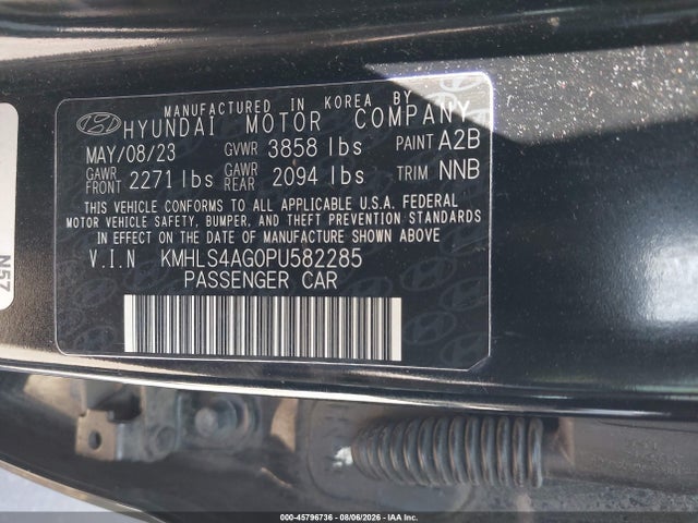 Aukcja sprzedaży 2023 Hyundai Elantra Sel, vin: KMHLS4AG0PU582285, numer aukcji: 45796736