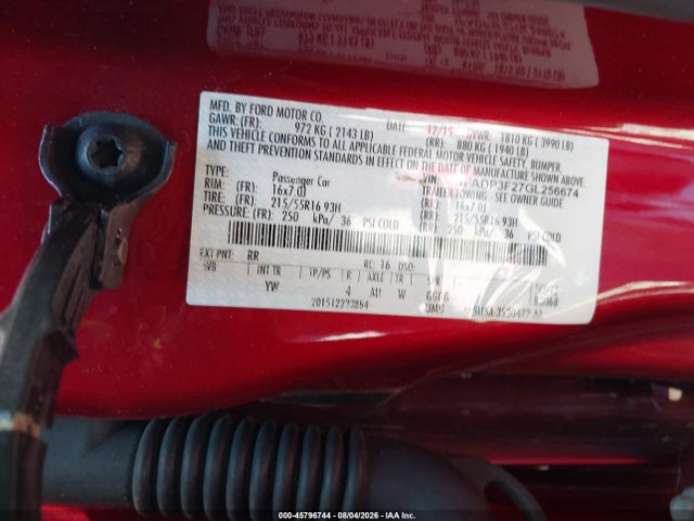 Продаж на аукціоні авто 2016 Ford Focus Se, vin: 1FADP3F27GL256674, номер лоту: 45796744