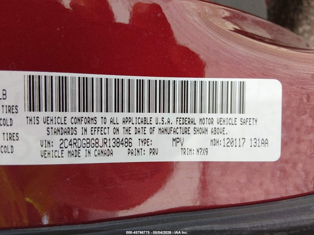 Dodge Grand Caravan Se Plus 2018 2C4RDGBG8JR138486 Image 9