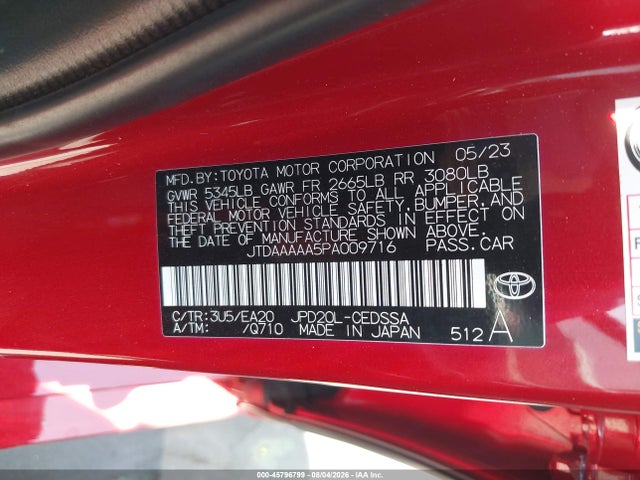 Продаж на аукціоні авто 2023 Toyota Mirai Xle, vin: JTDAAAAA5PA009716, номер лоту: 45796799