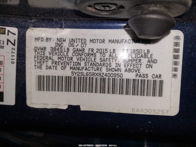 Aukcja sprzedaży 2008 Pontiac Vibe, vin: 5Y2SL658X8Z400950, numer aukcji: 45796820