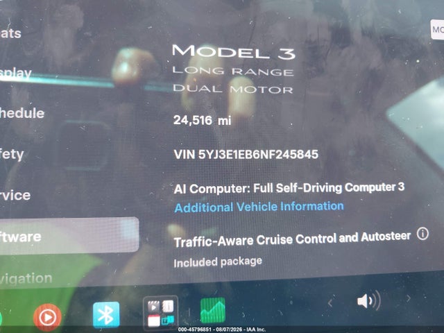 Aukcja sprzedaży 2022 Tesla Model 3 Long Range Dual Motor All-wheel Drive, vin: 5YJ3E1EB6NF245845, numer aukcji: 45796851