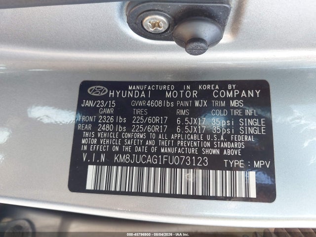 Продаж на аукціоні авто 2015 Hyundai Tucson Se, vin: KM8JUCAG1FU073123, номер лоту: 45796900