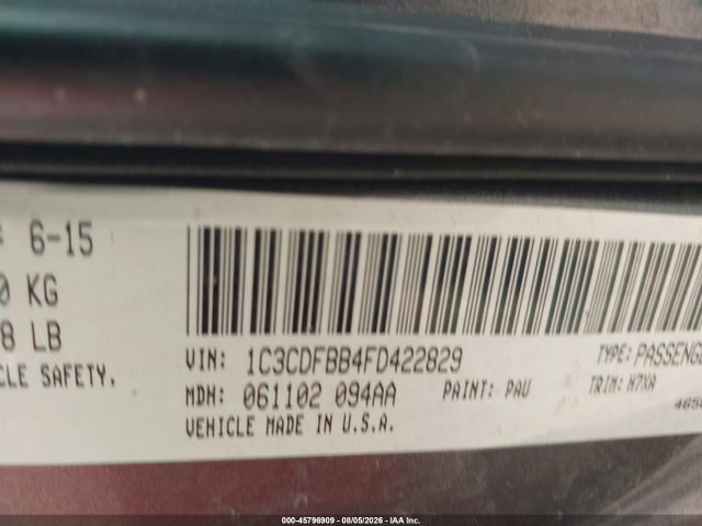 Продажа на аукционе авто 2015 Dodge Dart Sxt, vin: 1C3CDFBB4FD422829, номер лота: 45796909