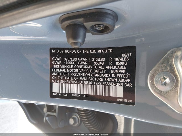 Honda CIVIC EX 2017 SHHFK7H54HU428646 Image 9