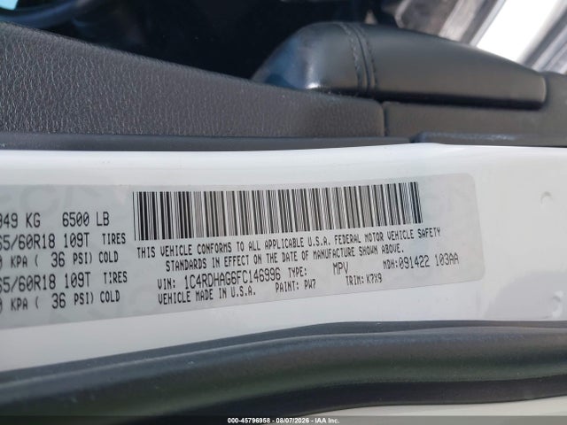 Продаж на аукціоні авто 2015 Dodge Durango Sxt, vin: 1C4RDHAG6FC146996, номер лоту: 45796958