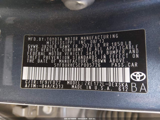 Toyota Corolla S Plus 2014 5YFBURHE5EP005726 Image 9