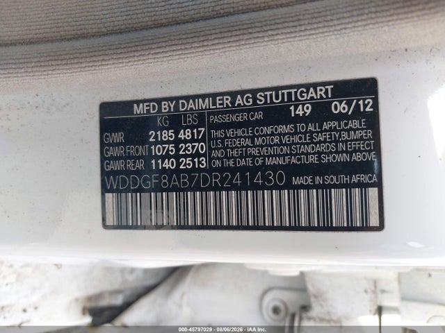 Aukcja sprzedaży 2013 Mercedes-benz C 300 Sport 4matic, vin: WDDGF8AB7DR241430, numer aukcji: 45797029