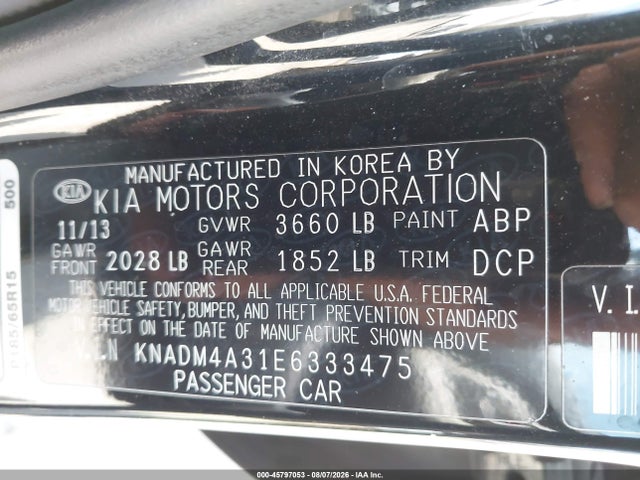 KIA RIO LX 2014 KNADM4A31E6333475 Image 9