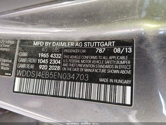 2014 Mercedes-benz Cla 250 მანქანა იყიდება აუქციონზე, vin: WDDSJ4EB5EN034703, აუქციონის ნომერი: 45797074