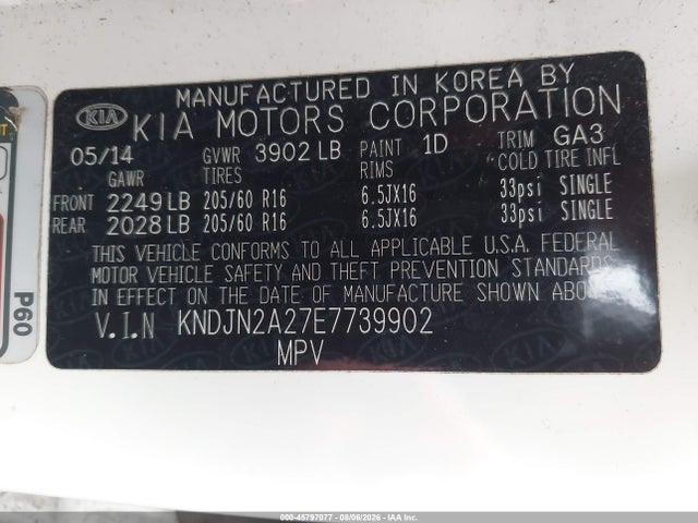 Aukcja sprzedaży 2014 Kia Soul, vin: KNDJN2A27E7739902, numer aukcji: 45797077