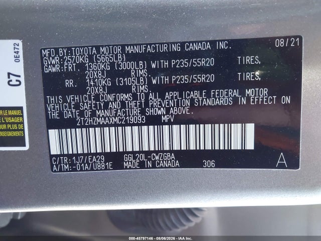 Aukcja sprzedaży 2021 Lexus Rx 350, vin: 2T2HZMAAXMC219093, numer aukcji: 45797146