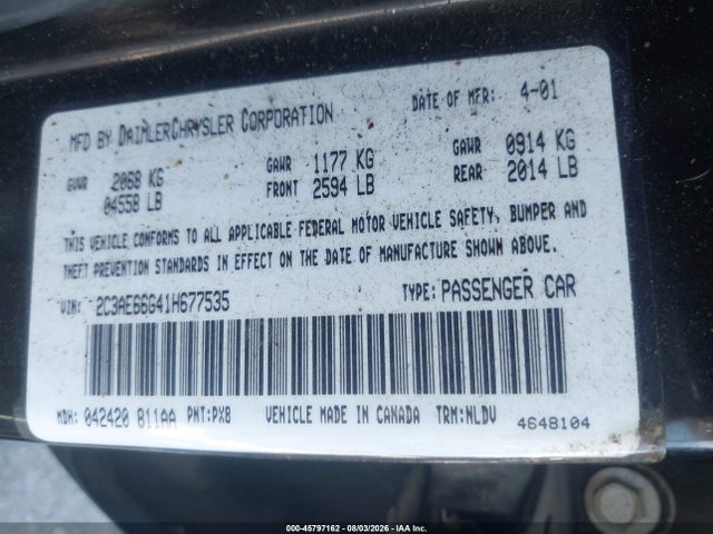 Aukcja sprzedaży 2001 Chrysler 300m, vin: 2C3AE66G41H677535, numer aukcji: 45797162