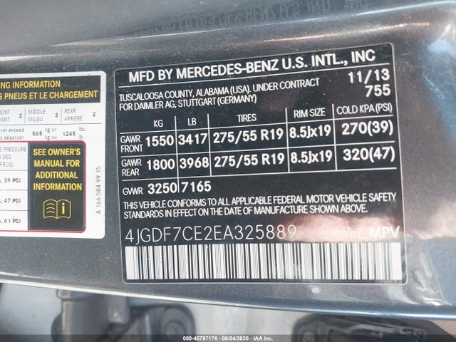 Продажа на аукционе авто 2014 Mercedes-benz Gl 450 4matic, vin: 4JGDF7CE2EA325889, номер лота: 45797176