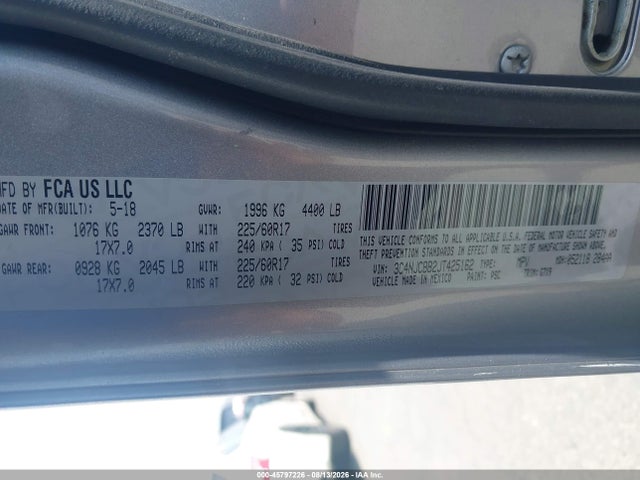 45797226 :رقم المزاد ، 3C4NJCBB2JT425162 vin ، 2018 Jeep Compass Latitude Fwd مزاد بيع
