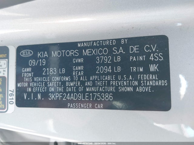 KIA Forte Lxs 2020 3KPF24AD9LE175386 Image 9