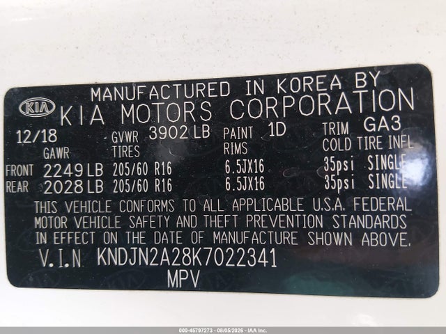 KIA Soul ! 2019 KNDJN2A28K7022341 Image 9