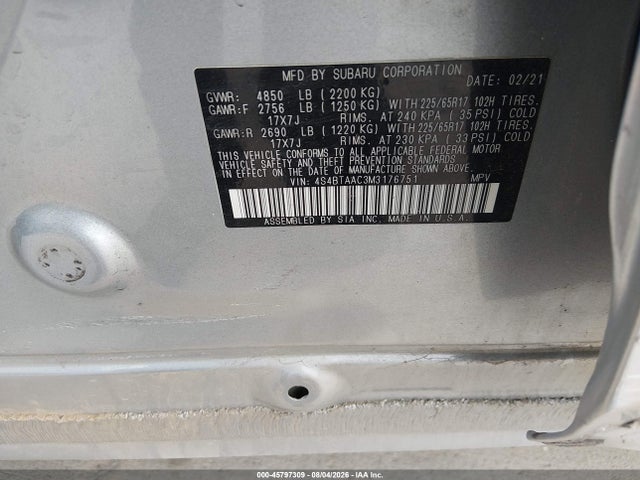 Subaru Outback 2021 4S4BTAAC3M3176751 Image 9