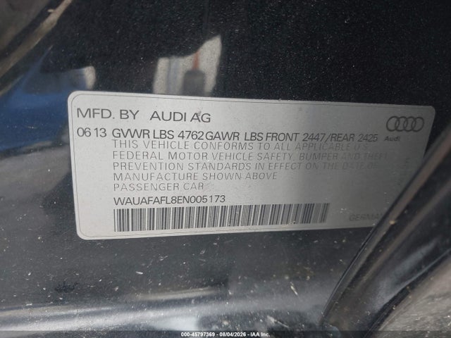 Aukcja sprzedaży 2014 Audi A4 2.0t Premium, vin: WAUAFAFL8EN005173, numer aukcji: 45797369