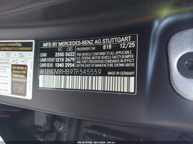 45797406 :رقم المزاد ، W1NKM8HB9TF545559 vin ، 2026 Mercedes-benz Amg Glc 43 4matic مزاد بيع