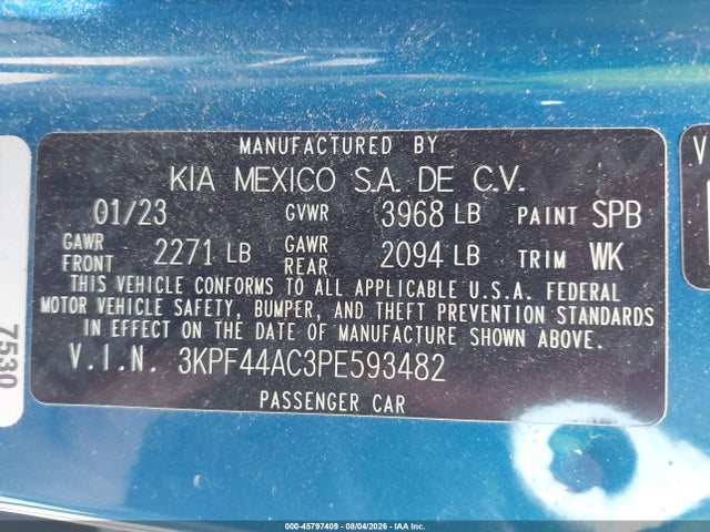 Продажа на аукционе авто 2023 Kia Forte Gt, vin: 3KPF44AC3PE593482, номер лота: 45797409