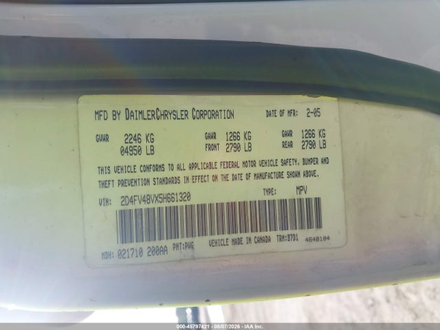 Aukcja sprzedaży 2005 Dodge Magnum Se, vin: 2D4FV48VX5H661320, numer aukcji: 45797421
