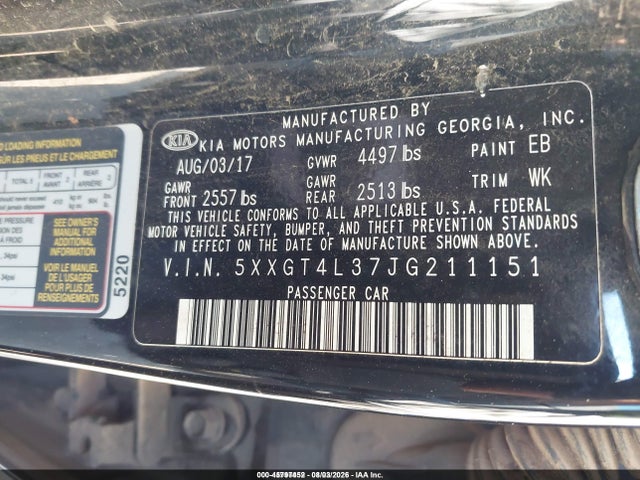 45797452 :رقم المزاد ، 5XXGT4L37JG211151 vin ، 2018 Kia Optima S مزاد بيع