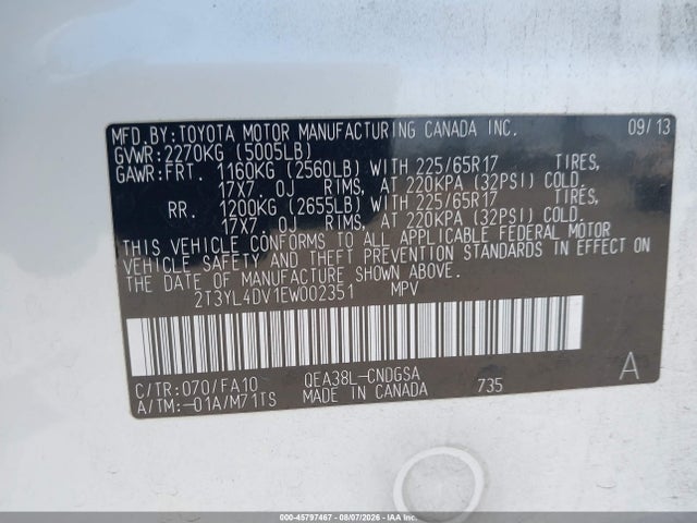 Продаж на аукціоні авто 2014 Toyota Rav4 Ev, vin: 2T3YL4DV1EW002351, номер лоту: 45797467