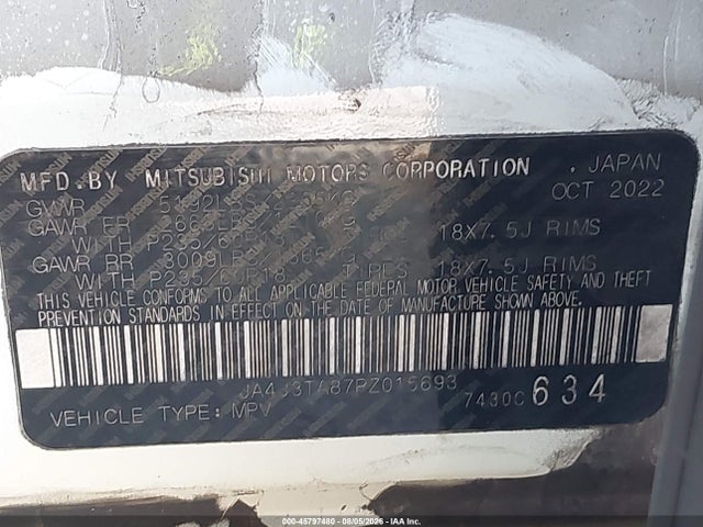 Aukcja sprzedaży 2023 Mitsubishi Outlander Es 2.5 2wd, vin: JA4J3TA87PZ015693, numer aukcji: 45797480