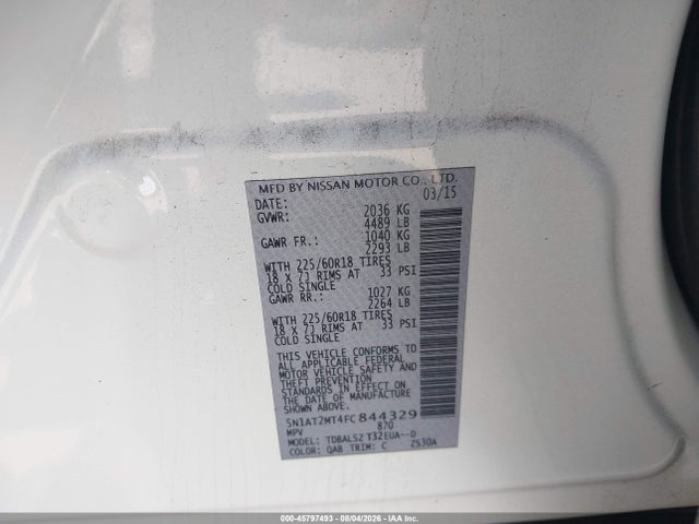 5N1AT2MT4FC844329 Nissan Rogue Sl
