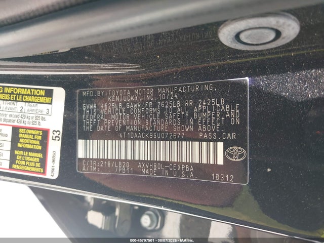 Toyota CAMRY XSE 2025 4T1DAACK9SU072677 Image 9
