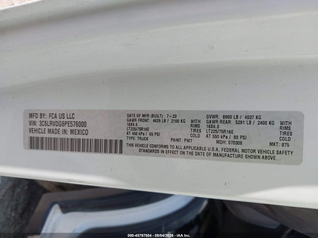 3C6LRVDG6PE576000 RAM Promaster 2500 High Roof 159 Wb