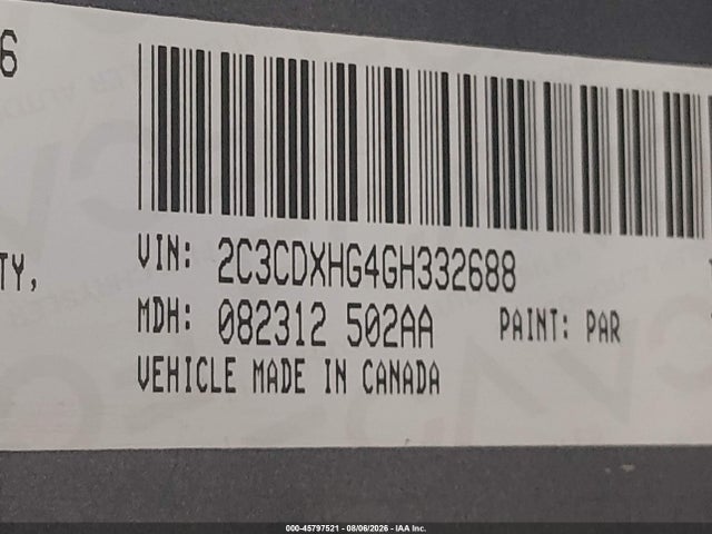 Aukcja sprzedaży 2016 Dodge Charger Sxt, vin: 2C3CDXHG4GH332688, numer aukcji: 45797521