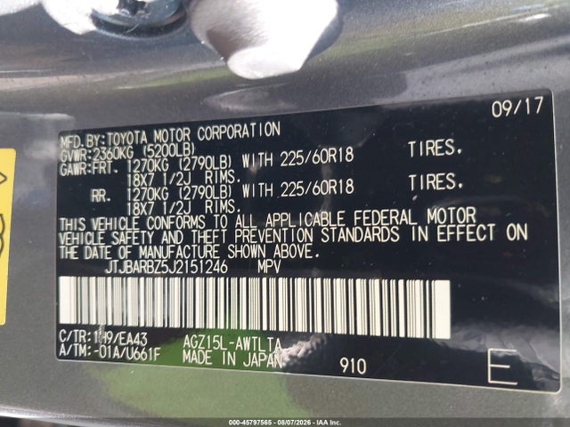 Продаж на аукціоні авто 2018 Lexus Nx 300, vin: JTJBARBZ5J2151246, номер лоту: 45797565